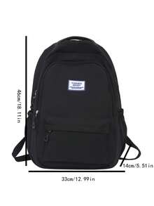 15.6英寸防水尼龙笔记本电脑背包，适合男士，旅行包，书包 - 黑色 - 查看 2