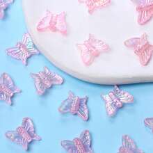100Pcs 13*16mm Acrylic Iridescent Butterfly Loose Beads Earrings Pendant Jewelry Making Material Handmade DIY Accessories - Loại bướm - Xem 17