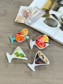 3个/1个鸡尾酒橙汁造型发夹,全新设计,适合丸子头装饰,节日礼物,秋冬季爪夹发饰,适合女士度假装扮和夏季海滩造型 - 彩色 - 查看 9