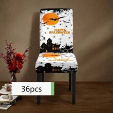 1/4/6/8 Stücke, modische Halloween-Stil bedruckte Stuhlbezüge/Bürostuhlbezüge/Stuhlbezüge für Esszimmer, geeignet für moderne tägliche Dekoration in Innenräumen von Familien-Restaurants und Hotels. Die elastischen Stuhlbezüge können gereinigt werden und sind ein ideales Halloween-Geschenk