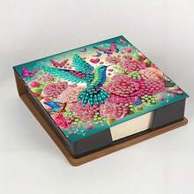 5D DIY Diamond Painting Set - Sunflower & Butterfly Pattern Memo Pad Box - Unique Handmade Gift, Diamond Art Kit, Asymmetrical Round Shape, Special Handmade Gift For Office And Home Desk