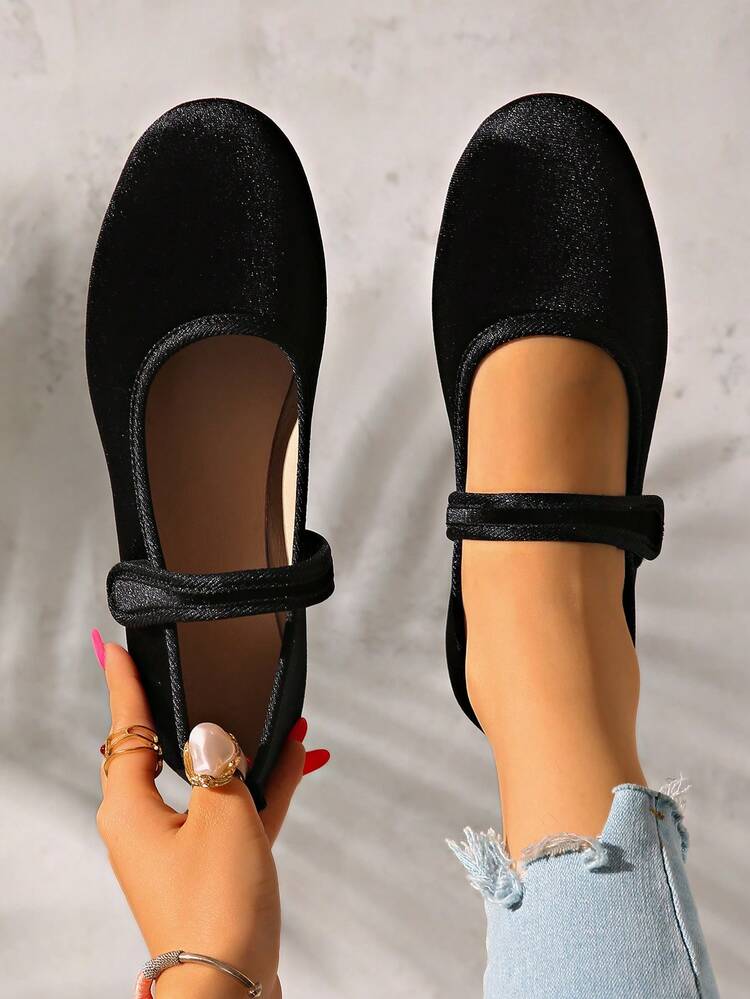 1 双黑色芭蕾平底鞋，少女鞋，闪亮超柔软纯色圆头一脚蹬，舒适休闲母女平底乐福鞋，适合工作、休闲、度假、旅行 - 黑色 - 查看 2
