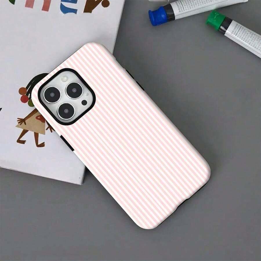 1pcPretty Pink Stripe Design Element-Design Phone Case, Suitable For IPhone Models 16, 15, 14 Pro Max, 13, 11, 11, XR, XS Plus Phone Cases, Made Of TPU Silicone Material, Providing Shock And - 黑色 CZ211 - 查看 1