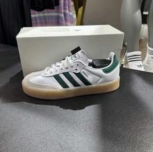 Adidas Giày thể thao cổ thấp cổ điển retro dành cho nữ SAMBA - Trắng/Xanh lá cây - Xem 7