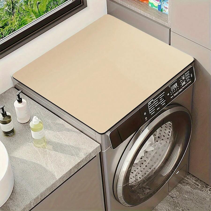 Solid Color Non-Slip Diatomaceous Earth Washing Machine Countertop Mat, Absorbent Table Mat, Dish Drain Mat, Insulation Mat - 杏色 - 查看 1