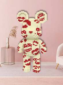 1 套 39 厘米/15.3 英寸动物造型 DIY 积木，粉色暴力熊亲吻熊小颗粒积木，创意桌面装饰，减压玩具，生日礼物，毕业礼物，万圣节礼物，圣诞节礼物