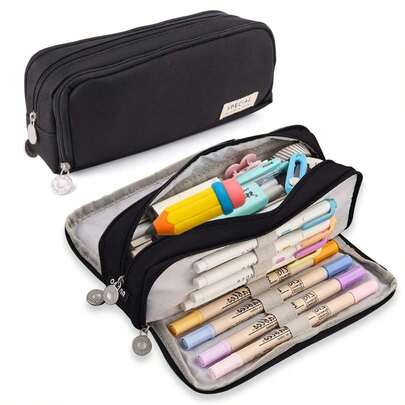 Large Capacity Pencil Case, Stylish & Practical, Office Stationery Storage Bag, Minimalist & Durable, Multi-Functional Design, Suitable For Boys & Girls, Great For School, University & Office. Can Store Pens, Cosmetics, Art Supplies, Etc. An Ideal Gift, Also Perfect For Back To School Season.