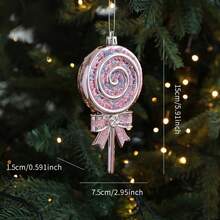 1pc Christmas Pink Pendant, Pink Cartoon Donut, Christmas Tree Decoration Pendant In The Shape Of A Bag Cake, Christmas Gift Home Decor Christmas Decorations Room Decor Winter