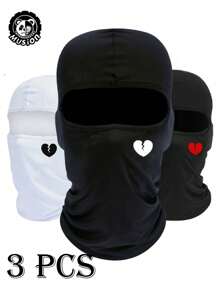 1pc Heart Print Ski Mask Balaclava Face Mask For Men Women UV Protection Windproof Scarf For Snowboard Motorcycle