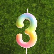 1pc Birthday Number Candle, Colorful Rainbow Birthday Candle Cake Decoration, Glitter Candle Cake Decoration, Suitable For Anniversary Celebration Events - Multicolor - View 4