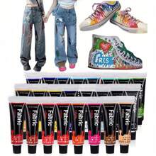 Kit de peinture textile de 12/24 couleurs pour vêtements avec 6 pinceaux, 1 palette. Kit de peinture textile gonflante permanente pour chaussures, canevas, 14/26 couleurs, 30ml/1.01oz par tube