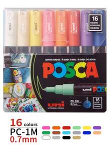 1套日本UNI三菱丙烯马克笔，包含PC-1M/3M荧光笔、5M马克笔、水性笔0.7mm、2.5mm绘画荧光笔，适用于POP海报涂鸦 - 三菱馬克筆 - 查看 8