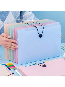 1pc 5-Compartment Accordion File Folder For Students, Cute Transparent Classification Storage Pouch For A4 Multi-Layer Storage Bag - Multicolor - View 8