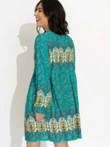 SHORT PRINTED DRESS - 녹색 - 보기 4