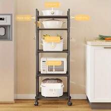 1pc Movable Utility Cart With Wheels, Multi-Tier Storage Rack For Home Use, Versatile Floor Standing Organizer For Bathroom, Kitchen, Bedroom, Living Room - Multicolor - View 3