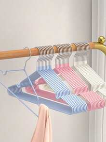 5/10 perchas para ropa con diseño antideslizante, 5 perchas metálicas para pantalones, perchas sin rastro, perchas resistentes y duraderas para abrigos de alta resistencia, almacenamiento y organización de ropa para el hogar, dormitorio, baño - Beis - Ver 3
