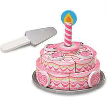 & Doug Pastel de Fiesta de Tres Capas, Juguete de Madera, Comida de Juguete, Juego de Imitación (20 Piezas) - Multilingüe - Ver 4