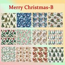 12-Sheet Merry Christmas Scrapbooking Base Paper Set​​ – Featuring Snowman, Leaf, And Snowflake Designs, This Christmas-Themed Craft Paper Serves As A Versatile Background For Journal Collages, DIY Gift Wrapping, And Holiday-Themed Projects.