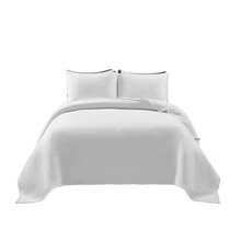 LUSH DECOR Solid Kantha Pick Stitch Yarn Dyed Cotton Woven Quilt/Coverlet Light Gray/White 3Pc Full/Queen Halloween-Fall Decor-Room Decor - trắng - Xem 5