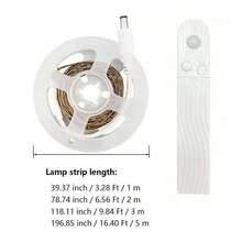 LED Strip 1 Set Of 3.28FT~16.4FT Motion Sensing Warm White/Cold White LED Light Strips, Intelligent Human Body Sensing Light Strips, Easy To Use Induction Switches, Suitable For Bedrooms, Stairs, Foyers, Wardrobes, Cabinets, And Study Rooms (Without Batteries) - Monochrome - View 2