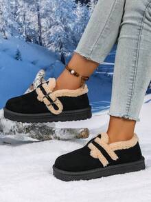 Botas de Neve de Sola Grossa Estilo Boêmio para Mulheres, Novos Sapatos de Inverno com Forro de Pele