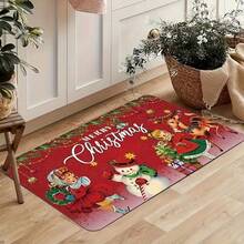 Christmas Decorative Floor Mat, Kitchen Carpet, Stain Resistant And Easy To Clean, Suitable For Daily Decoration And Cleaning In Restaurants, Kitchens, And Bathrooms, A Wonderful Holiday Decoration Gift