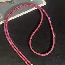 Diamond Phone Lanyard, Luxury Rhinestone And Glitter Wrist Style Lanyard, Short And Long - Hồng - Xem 1