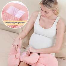 Almohada de lactancia multifuncional para embarazadas, ergonómica, suave, ajustable y fácil de llevar - Rosa - Ver 4