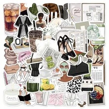 50张干净女孩白色贴纸，适用于笔记本、会计簿、书桌、墙壁、杯子装饰、教室用品，适合万圣节，创意贴纸作为礼物 - 彩色 - 查看 9