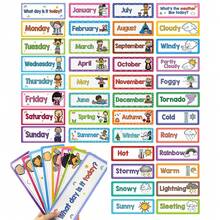 Montessori English Word Learning Cards - Weather/Seasons/Months/Weekdays Themes, Children's Educational Posters, Preschool Teacher Teaching Supplies, Home Education, Classroom Decor - Multicolor - View 2
