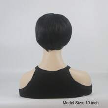 One Piece Black Short Middle-Part Wig For Men Synthetic Short Wigs Men Wig