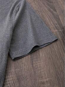 Yuega Tshrit 1pcPlus Size - Plus Size - Elegant Women'S T-Shirt| Artistic Style Side Portrait With Red Floral And "FRIDA" Print, Summer New Short Sleeve, Crew Neck, Slight Stretch FabricSummer Clothing Tops - 深灰色 - 查看 3