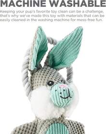 Outward Hound Ranch Roperz Cow Plush Squeaky Dog Toy - Scrunch Bunch Bunny - Xem 7
