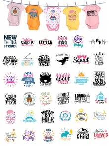 3/6/12/30/36 Sheets Baby Shower Decorations,Baby Iron On Patches For Clothes,Funny Shower Games Dtf Transfers Ready To Press Decorating Kit For DIY Crafts - Multicolor - View 18