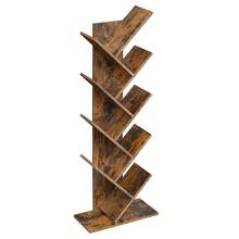VASAGLE Tree Bookshelf, 8-Tier Floor Standing Bookcase, With Wooden Shelves For Living Room, Home Office, Rustic Brown - Coffee Brown - View 7