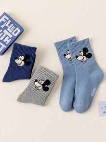 Disney 3/6双装儿童可爱袜子，秋冬男童船袜，韩版卡通女童春秋款，婴儿学生袜，儿童婴儿袜 - 彩色 - 查看 3