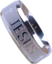 Tanyoyo 8MM Stainless Steel Jesus Cross Ring Silver Size 6-14 - 11 - Xem 1