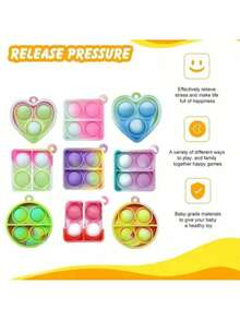 48pcs Mini Pop Fidget Keychain, Bulk Mini Fidget Toys, Party Gifts For Children Aged 3-8, Classroom Prizes For Children Aged 8-12, Easter Party Gifts, 4 Shapes Of Mini Pop Keychain Toys, Small Classroom Prizes For Children, School Year-End Student Gifts, Party Bag Fillers Kids, Birthday Toy (4 Shapes Mixed, Random Color And Style)