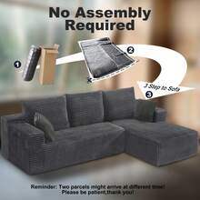 RicenPotato 105'' Plush Cloud Sectional Couch, (Gray)Boneless L Shape Couch With Deep Seat, Sectional Sofa, Living Room Sofa, No Assembly Required, Minimalist Modular Couches Sleeper For BedroomApartment Lounge,Sofa De Sala, Couch, Sofa Cama, Muebles Para Sala, Christmas Decoration, Christmas Decorations For Home, Living Room Set Furniture. - 深灰色 - 查看 6