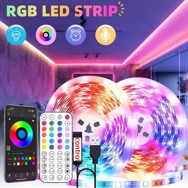 98.4FT/30M Bedroom LED Strip Lights, Smart APP And Remote Control, Music Sync Color Change, Timing, USB Powered, Cuttable, For Bedroom Room Wall Decor, Wedding, Party Decor, Back-To-School Season Gift , Halloween Decor