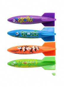 4pcs/5pcs Water Play Diving Toys Swimming Pool Treasure Hunt Diving Fish, Shark, Rocket, Water Ring, Jewel, Seaweed, Lightning Ring, Diamond Toy Set. Handpainted Colors May Have Slight Variations, Uneven Dyeing Is Normal. - Multicolor - View 19