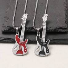 1pc Punk Rock Style Guitar Pick Necklace, Suitable For Men. Unique Design Showcases Niche Personalized, Suitable For Those Who Enjoy Clubbing And Hip-Hop Style. Suitable For Solo Wear Or As A Couple's Accessory. Also Fashionable For Women To Wear.