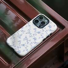 白色蓝色花卉时尚手机壳，蓝白花卉中国风手机壳，兼容 17 Air、17 Pro Max、16 Pro、15、14 Plus、13、12 Pro、11，春季礼物 - 淺藍色 - 查看 3
