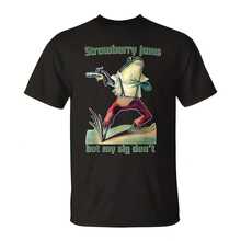 Strawberry Jams But My Sig Don't T-Shirt 220g Cotton Crew Neck Top With Gentle Be Yours Typography A81 - 黑色3 - 查看 1