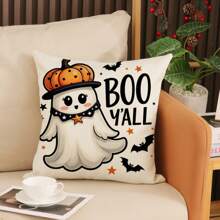 4 件万圣节枕套，可爱幽灵和黑猫条纹设计，黑白卡通单面印花拉链靠垫套，万圣节家居装饰，适用于家庭、客厅、沙发、床、户外露台，不含枕芯，18 X 18 英寸 - 黑與白 - 查看 4