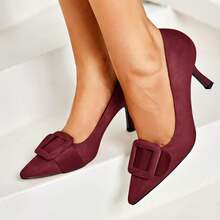 Women's Pointed-Toe Stilettos, Elegant High Heels, Shoes For Weddings And Formal Occasions, Women's Dress Shoes Burgundy High Heels - 酒紅色 - 查看 3