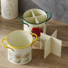 NYKAINMAN 1 Stück Vintage Besteckaufbewahrung aus Gusseisen mit 4 Fächern - Löffel, Gabel und Essstäbchen Eimer, Küchen Abtropfkorb Aufbewahrungsregal, Küchenutensilien, Weihnachten, Muttertag, Valentinstag - Verschiedenfarbig - Übersicht 7