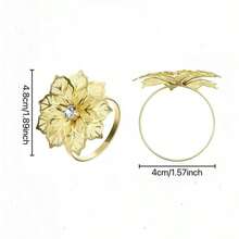 6pcs Alloy Napkin Rings, Hollow Flower Design, Suitable For Weddings, Parties, Holiday Banquets, Christmas Dinners, Exquisite Buckle Decor Gift - Multicolor - View 8