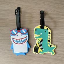 Pingente de etiqueta de bagagem de dinossauro fofo, identificador de bagagem de lembrança de viagem, decoração engraçada de bolsa de tubarão para pendurar, adequado para homens e mulheres como presentes