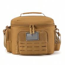 13L Men's Tactical Lunch Bag Heavy Duty Durable Lunch Box Insulated Cooler Adult Meal Insulated Bag For Office, Picnic Camping, Outdoor Activities Strap MOLLE Webbing - Khaki - View 3